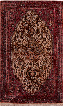 Malayer Beige Hand Knotted 4'4" X 7'2"  Area Rug 400-28050
