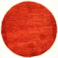 Gabbeh Red Round Hand Knotted 4'8" X 4'8"  Area Rug 100-28056
