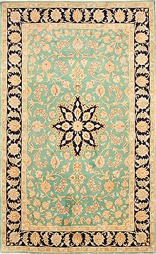 Persian Tabriz Beige Rectangle 5x8 ft Wool Carpet 28058
