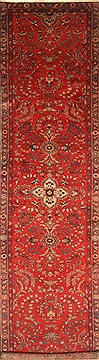 Hamedan Red Runner Hand Knotted 3'3" X 12'7"  Area Rug 100-28075