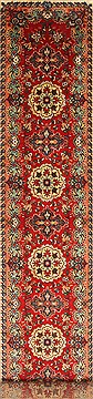 Tabriz Red Runner Hand Knotted 3'7" X 14'6"  Area Rug 100-28076