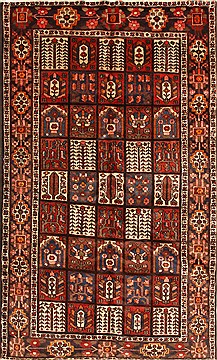 Persian Bakhtiar Red Rectangle 5x8 ft Wool Carpet 28078