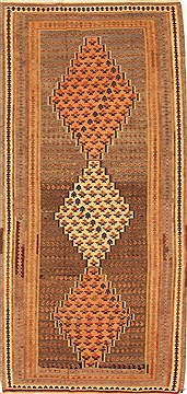 Persian Kilim Beige Runner 6 to 9 ft Wool Carpet 28088