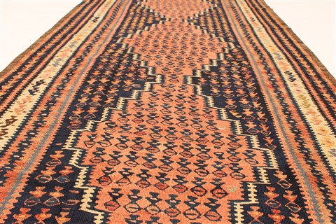 Kilim Blue Runner Hand Knotted 43 X 106 Area Rug 100-28090 Image 4