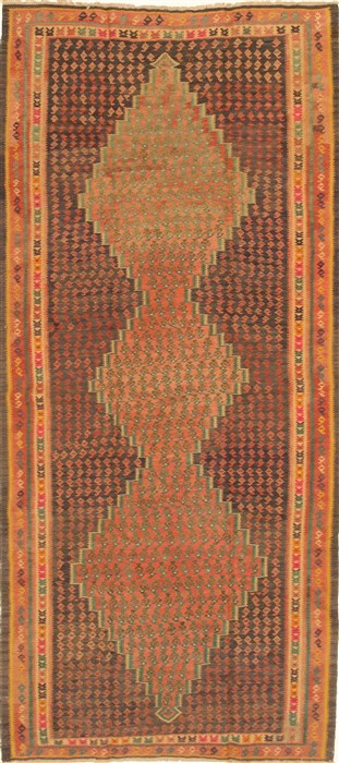 Kilim Blue Runner Hand Knotted 43 X 94 Area Rug 100-28093 Image 0