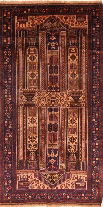 Baluch Beige Hand Knotted 43 X 82 Area Rug 253-28097 Image 0