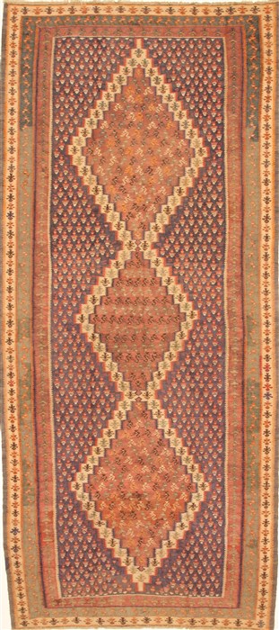 Kilim Brown Runner Hand Knotted 45 X 103 Area Rug 100-28099 Image 0