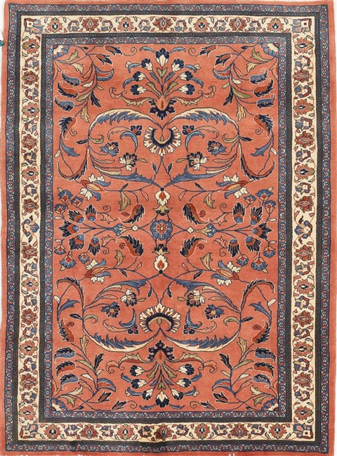 Sarouk Red Hand Knotted 49 X 66  Area Rug 500-28103 Image 0