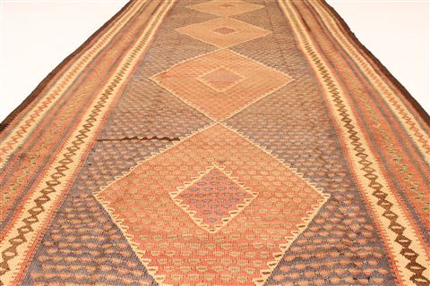 Kilim Brown Runner Hand Knotted 44 X 91 Area Rug 100-28107 Image 2