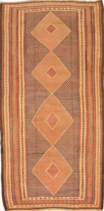 Kilim Brown Runner Hand Knotted 44 X 91 Area Rug 100-28107 Image 0