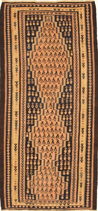 Kilim Blue Runner Hand Knotted 43 X 93 Area Rug 100-28108 Image 0