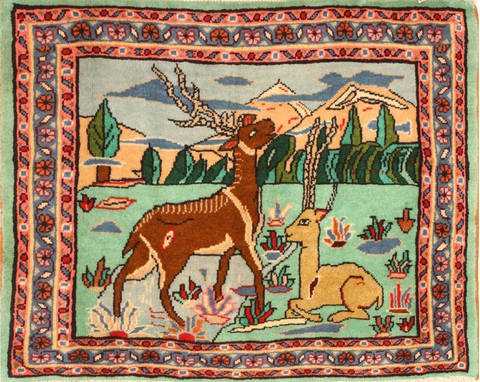 Kashmar Green Hand Knotted 22 X 29 Area Rug 100-28111 Image 0