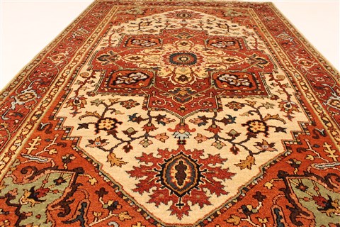 Serapi Beige Hand Knotted 311 X 63 Area Rug 250-28120 Image 5