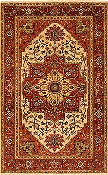 Indian Serapi Beige Rectangle 4x6 ft Wool Carpet 28120