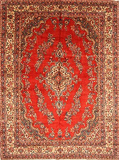 Hamedan Beige Hand Knotted 9'7" X 13'3"  Area Rug 100-28124
