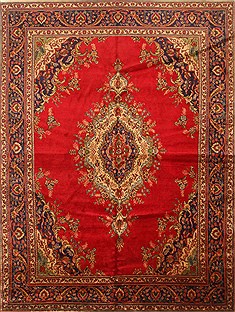 Persian Tabriz Red Rectangle 9x12 ft Wool Carpet 28126