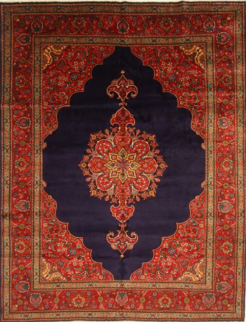Tabriz Blue Hand Knotted 98 X 127 Area Rug 100-28128 Image 0