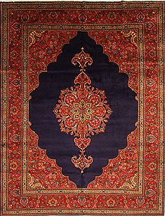 Persian Tabriz Blue Rectangle 10x13 ft Wool Carpet 28128