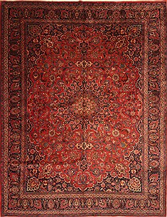 Kashan Red Hand Knotted 9'9" X 12'5"  Area Rug 100-28129