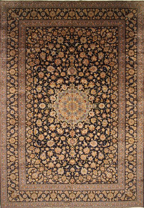 Kashan Beige Hand Knotted 117 X 172 Area Rug 100-28130 Image 0