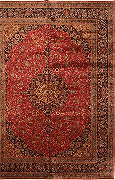 Kashmar Red Hand Knotted 9'7" X 13'0"  Area Rug 100-28131