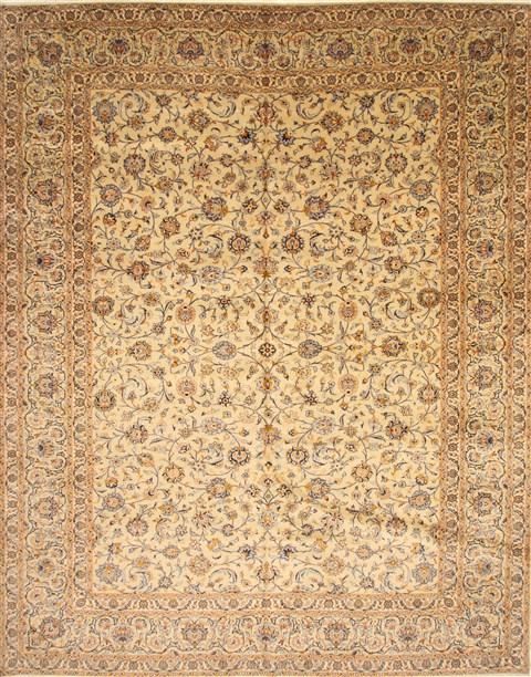Kashan Blue Hand Knotted 103 X 131 Area Rug 100-28133 Image 0