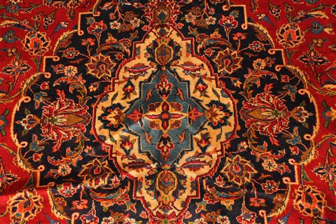 Kashan Red Hand Knotted 99 X 134 Area Rug 100-28138 Image 9