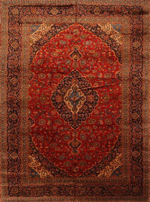 Kashan Red Hand Knotted 99 X 134 Area Rug 100-28138 Image 0