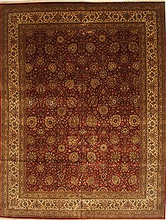 Indian Kashan Beige Rectangle 12x15 ft Wool Carpet 28141