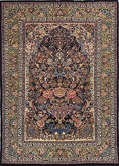 Mashad Green Hand Knotted 4'9" X 6'10"  Area Rug 500-28146