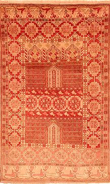 Afghan Baluch Beige Rectangle 4x6 ft Wool Carpet 28155