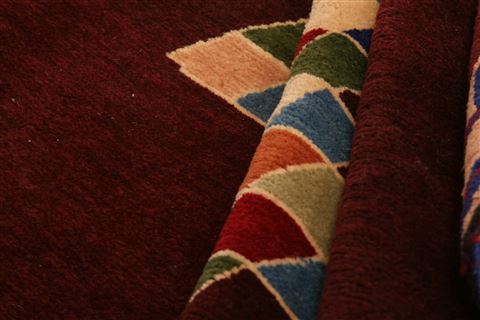 Baluch Red Square Hand Knotted 43 X 43 Area Rug 253-28156 Image 2