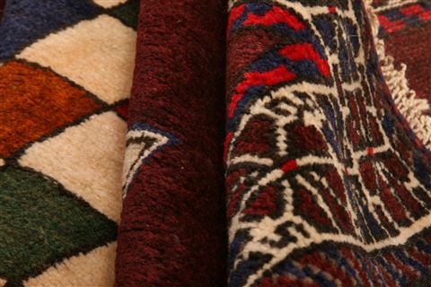 Baluch Red Square Hand Knotted 43 X 43 Area Rug 100-28157 Image 2