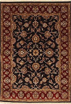 Indian Jaipur Black Rectangle 5x7 ft Wool Carpet 28209