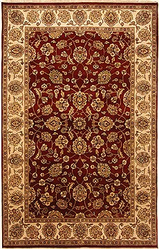 Indian Jaipur Red Rectangle 6x9 ft Wool Carpet 28210