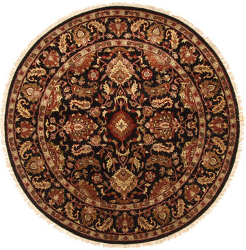 Jaipur Black Round Hand Knotted 6'0" X 6'0"  Area Rug 250-28211