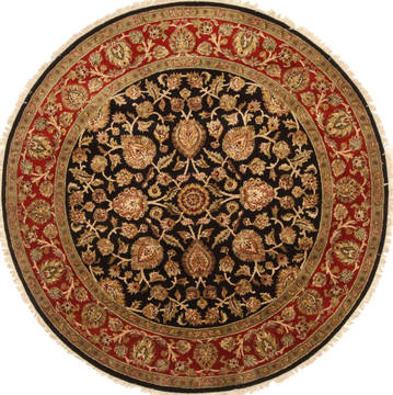 Jaipur Black Round Hand Knotted 8'0" X 8'0"  Area Rug 250-28216