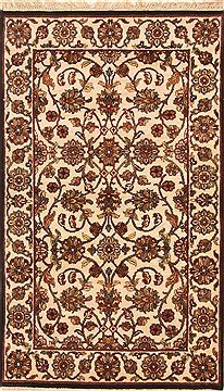 Indian Jaipur White Rectangle 3x5 ft Wool Carpet 28225