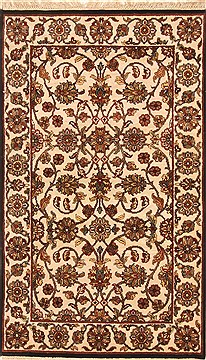 Indian Jaipur White Rectangle 3x5 ft Wool Carpet 28225