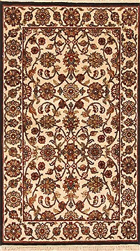 Indian Jaipur White Rectangle 3x5 ft Wool Carpet 28227