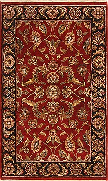 Indian Jaipur Red Rectangle 3x5 ft Wool Carpet 28232