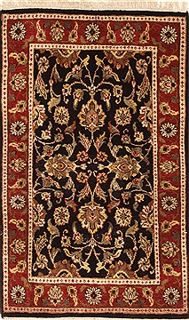 Indian Jaipur Black Rectangle 2x4 ft Wool Carpet 28234