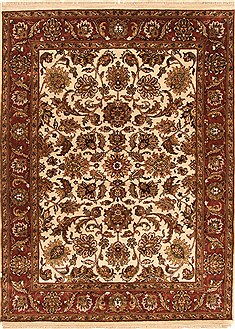 Indian Jaipur White Rectangle 5x7 ft Wool Carpet 28250