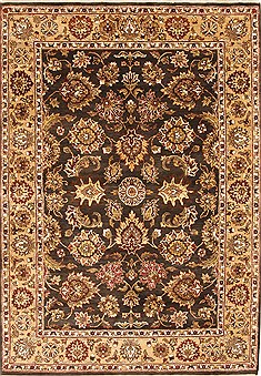 Indian Jaipur Brown Rectangle 5x7 ft Wool Carpet 28252