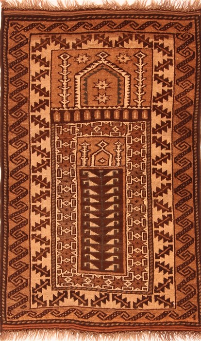 Baluch Brown Hand Knotted 28 X 48 Area Rug 253-28256 Image 0
