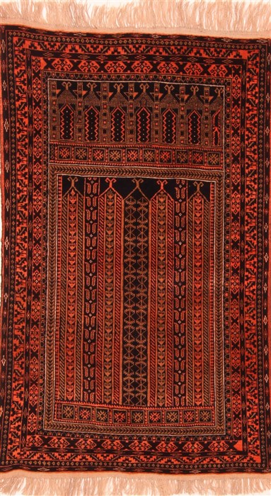 Baluch Orange Hand Knotted 32 X 410 Area Rug 253-28264 Image 0