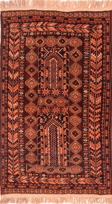 Baluch Orange Hand Knotted 210 X 411 Area Rug 253-28269 Image 0