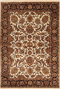 Indian Jaipur White Rectangle 6x9 ft Wool Carpet 28273