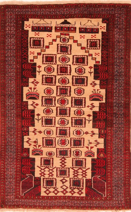Baluch Beige Hand Knotted 28 X 44 Area Rug 100-28274 Image 0