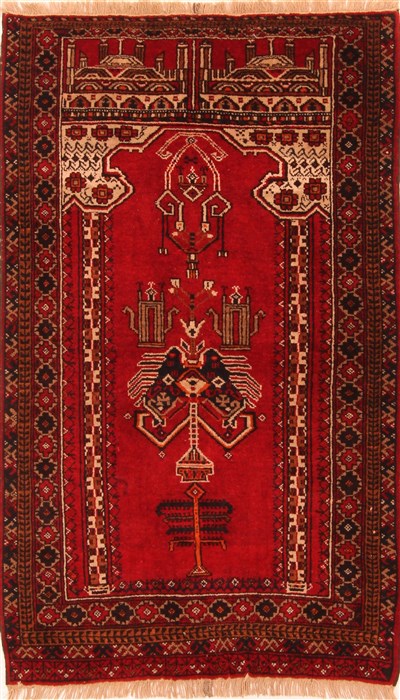 Baluch Red Hand Knotted 31 X 52 Area Rug 253-28279 Image 0